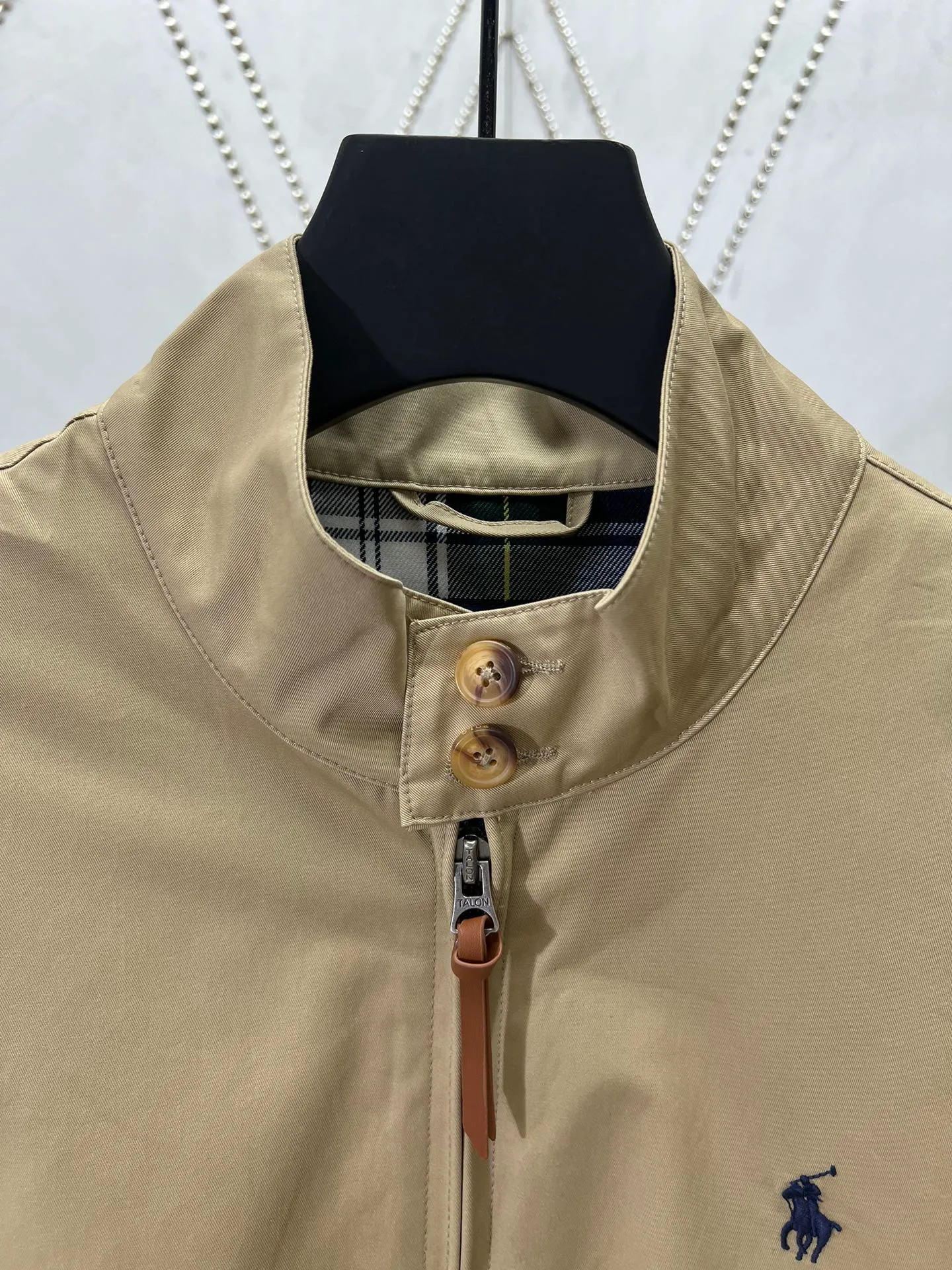 P550 Polo 25ss new solid color stand-up collar zipper long-sleeved jacket men's brown code number: S.M.L.XL.XXL.